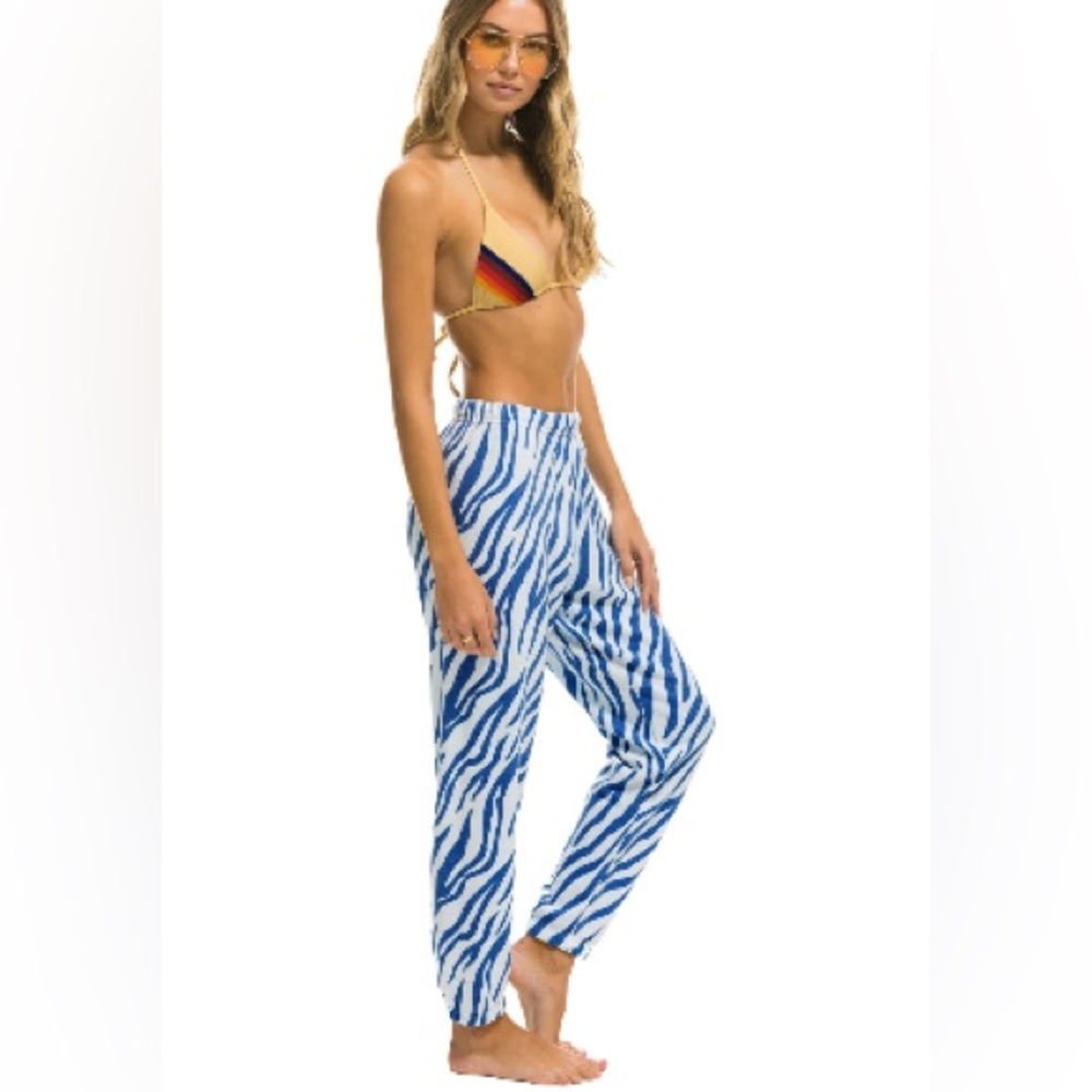 NWT Aviator Nation blue and white tiger sweatpants